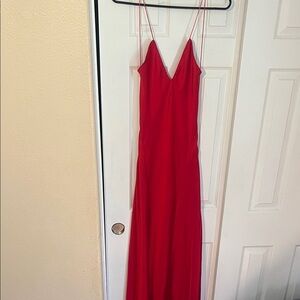 Zara Red Backless Slip Dress with V-Neck
